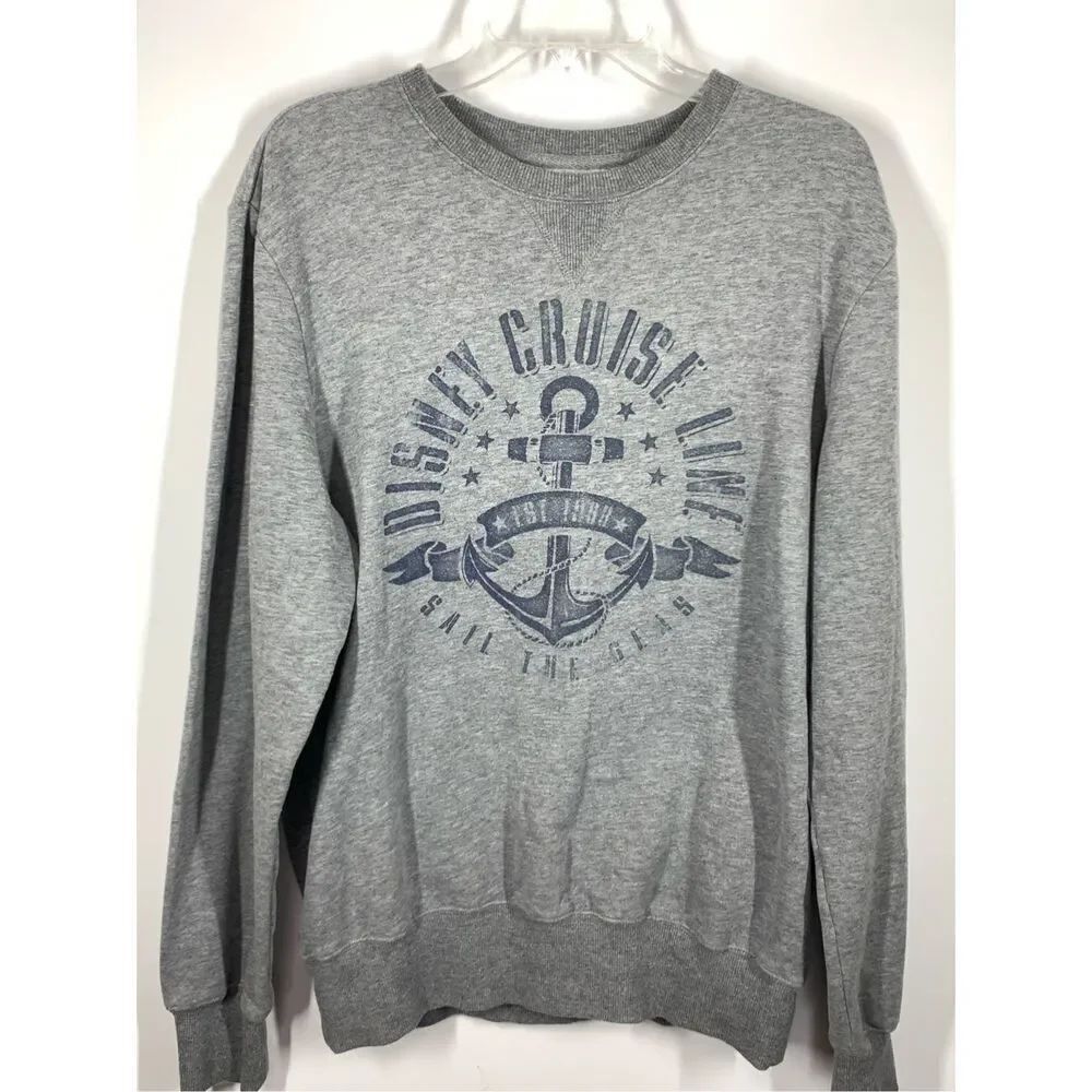 Disney Women's Pullover Crew Neck Cruise Line Sweatshirt Gray Size Medium